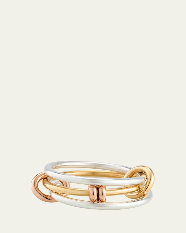 Acacia MX Three Link Ring in Sterling Silver and Mixed Gold Connectors